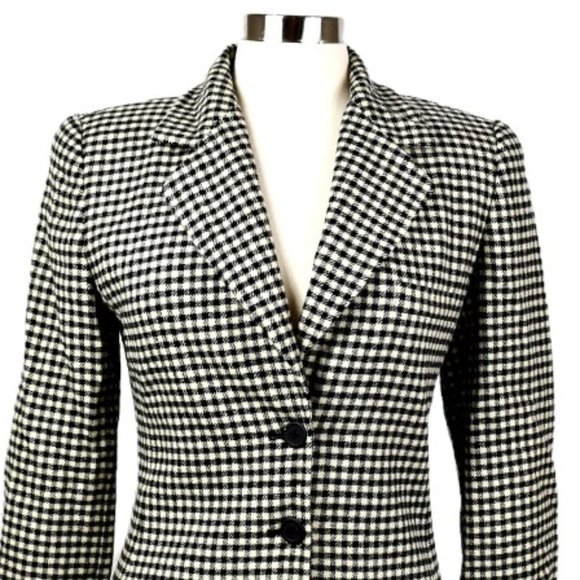 Vintage 90's Linda Allard Ellen Tracy Black/Cream 100% Wool Blazer/Jacket - Picture 9 of 9